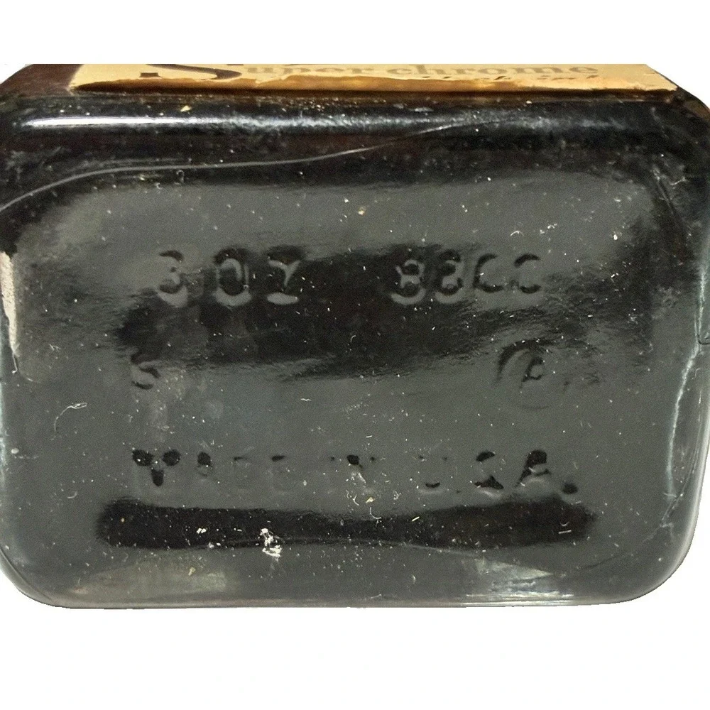 VTG Parker Super Chrome Ink, Jet Black, Glass‎ Bottle-EMPTY.